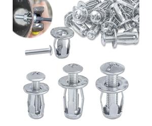 Hevysuo 45 Pièces Écrous à Pétales de Vis d'Expansion M4 M5 M6,Ancrage Mural Creux Robuste,Galvanisée Vis à Expansion Petal Nut pour la Fixation de Tôles Murs Portes Fenêtres Blocs Creux,Argent