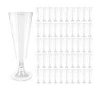 Hevysuo 50 Pièces Flûte Coupe Champagne Plastique and Base,150ml Reutilisable Transparent Champagne pour Mariage Anniversaires Camping Fêtes Festives