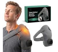 Hewelth Masseur D'épaule Triple Method- Coussin Chauffant, Shiatsu, 3 Niveaux Réglables, Soulagement Douleur Épaule/Cervical/Jambe, Compression & Vibrations