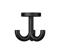 Hewi 477 Haken 477.90B05290 70 mm, triple, rotatif, plus de 15 mm d'épaisseur, mat, noir de jais
