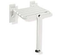 Hewi 801 siège rabattable 801.51.203S18 345 x 408 mm, senfgelb , avec support au sol, tampon marron