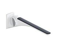 Hewi 802 Rail d'appui rabattable LifeSystem 802.50.40360GU 750, blanc brillant/anthracite mat, avec plaque, chromé