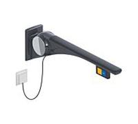 Hewi 802 Rail d'appui rabattable LifeSystem 802.50.43060DR 750, anthracite brillant/anthracite mat, déclenchement affleurant, touche de fonction, gauche