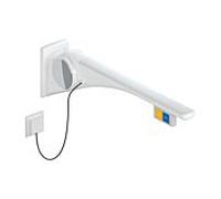 Hewi 802 Rail d'appui rabattable LifeSystem 802.50.43460SD 750, blanc brillant/ blanc mat, commande affleurante, touche de fonction, droite