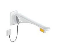 Hewi 802 Rail d'appui rabattable LifeSystem 802.50.47060SD 750, blanc brillant/ blanc mat, bouton radio, gauche