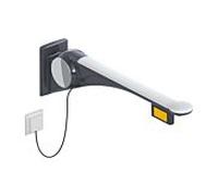 Hewi 802 Rail d'appui rabattable LifeSystem 802.50.47060TB 750, anthracite brillant/ blanc mat, bouton radio, gauche