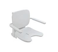 Hewi 802 Siège suspendu LifeSystem 802.51.13660SD avec accoudoir et dossier, découpe hygiénique, blanc brillant/ blanc mat