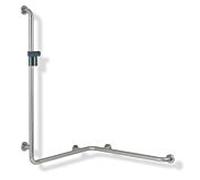 Hewi 805 main courante de douche / baignoire 805.35.210R92 1100 x 762 mm, support de douche anthracite, à droite, avec barre de support de douche, acier inoxydable brossé