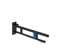 Hewi System 900 bras de support projection 900.50.11060DC 700 mm, Inox revêtement par poudre noir mat profond, à gauche, WC support de papier / radio - libération de rinçage