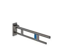 Hewi System 900 bras support de projection 900.50.12160SC 900 mm, Inox poudre revêtue de mica perlé gris foncé mat profond, à gauche, la libération de rinçage radio-pilotée