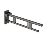 Hewi Bras de support système 900 900.50.12260SC saillie 700 mm, acier inoxydable peint par poudrage, mica perle gris foncé, mat profond, à droite, déverrouillage radio