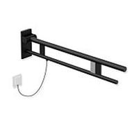 Hewi Bras de support système 900 900.50.14960DC saillie 900 mm, acier inoxydable peint par poudrage noir mat profond, à droite, version E-flush