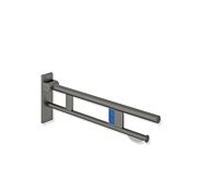 Hewi Bras de support système 900 900.50.16860SC saillie 750 mm, acier inoxydable peint par poudrage gris foncé perle mica profond mat, gauche, porte-papier WC / déclencheur de purge radio