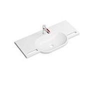 Hewi set de lavabo en fonte minérale 950.19.00895 avec mitigeur lavabo , gris roche, avec trou pour robinetterie, sans trop-plein, blanc