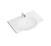 Hewi set de lavabo en fonte minérale 950.19.01599 85x55cm, blanc , avec mitigeur lavabo , blanc pur