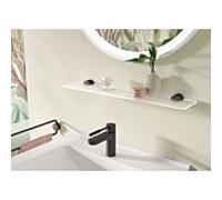 Hewi System 815 étagère 815.03.12065DC 600 x 40 x 120 mm, noir mat, plaque de verre satiné