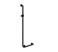 Hewi Poignée d'angle système 900 avec support de douche 900.33.20060CV 1250 x 450 mm, revêtement poudre noir mat profond, version droite