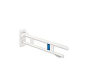 Hewi System 900 bras de support 900.50.11160DX projection 750 mm, Inox revêtement par poudre blanc mat profond, à gauche, WC support de papier / radio - libération de rinçage