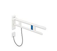 Hewi System 900 bras de support 900.50.20260DX projection 900 mm, Inox revêtement par poudre blanc mat profond, à gauche, la libération d'e-ras