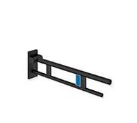Hewi System 900 bras de support projection 900.50.12360DC 750 mm, Inox revêtement par poudre noir mat profond, à droite, la libération de rinçage radio-pilotée