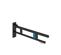 Hewi System 900 bras de support projection 900.50.16760DC 700 mm, Inox revêtement par poudre noir mat profond, à gauche, WC support de papier / radio - libération de rinçage