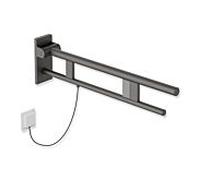 Hewi System 900 bras support de projection 900.50.14760SC 750 mm, Inox noir poudré mica perlé gris mat profond, à droite, la version E-ras