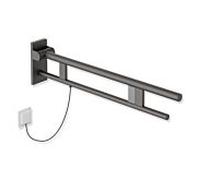 Hewi System 900 bras support de projection 900.50.14860SC 850 mm, Inox mica perlé gris foncé poudré mat profond, à droite, la version E-ras