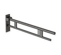 Hewi System 900 bras support de projection 900.50.18160SC 850 mm, Inox poudre revêtue de mica perlé gris foncé mat profond, à droite, la libération de chasse d' eau de radio