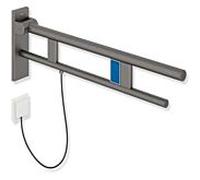 Hewi System 900 bras support de projection 900.50.19960SC 700 mm, Inox poudre revêtue de mica perlé gris foncé mat profond, à gauche, la libération d'e-ras