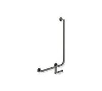 Hewi System 900 poignée angulaire 900.22.14460SC Inox revêtement par poudre gris foncé perle mica profond mat, 750 x 500 mm, version gauche