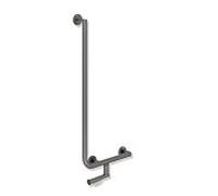 Hewi System 900 Poignée angulaire 900.22.14560SC acier inoxydable peint par poudrage gris foncé perle mica profond mat, 900 x 400 mm, version gauche