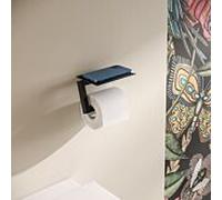 Hewi System 900 Q porte-papier toilette avec tablette 900Q21.00260DC acier inoxydable, thermolaqué noir profond mat