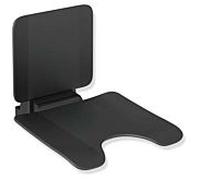 Hewi System 900 siège suspendu 900.51.11060CV 450 x 443 x 637 mm, coupure pubienne, Inox revêtu par poudre, noir mat mat en plastique noir