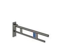 Hewi System 900 support bras de projection 900.50.17560SC 700 mm, Inox poudre revêtue de mica perlé gris foncé mat profond, à gauche, la libération de rinçage radio-pilotée