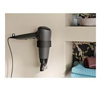 Hewi System 900 Support sèche-cheveux 900.00.00060 CV mural, Acier inoxydable thermolaqué, noir mat profond, insert noir mat