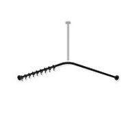 Hewi System 900 tringle à rideaux 900.34.10360DC 1187 x 1187 mm, 24 anneaux de rideau, acier inoxydable thermolaqué noir profond mat