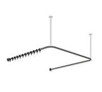 Hewi System 900 tringle à rideaux 900.34.30160SC 1187 x 1175 x 1187 mm, 34 anneaux de rideau, acier inoxydable thermolaqué gris foncé, perle mica profond mat