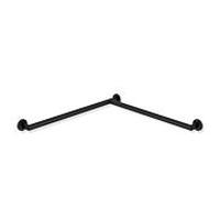 Hewi Système 900 main courante de douche 900.35.10460DC acier inoxydable peint par poudrage noir mat profond, 765 x 765 mm, version gauche