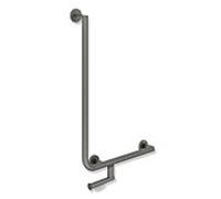 Hewi Système 900 poignée angulaire 900.22.14060SC acier inoxydable peint par poudrage gris foncé perle mica profond mat, 750 x 500 mm, version droite