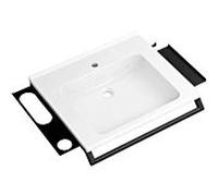 Hewi vasque en fonte minérale 950.19.073DC 65x58cm, avec poignée, 801 Tablette de salle de bain , Haken , blanc , noir mat