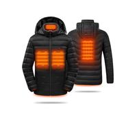 HEWINZE Veste Chauffante Homme avec batterie incluse,Manteau Chauffante Homme avec capuche pour L'hiver, la Chasse, L'extérieur, le Camping, Ski Équitation.