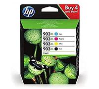 HEWLETT PACKARD 4 Pièce 903xl Cartouche d'encre Grande Capacité Originale Noire, Noir/Cyan/Magenta/Jaune