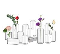 Hewory Vase Soliflore en Verre - Lot de 12 Cylindriques Transparents Modernes pour Fleur, Centre de Table, Salon, Mariage, Décoration d'Intérieur