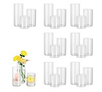 Hewory Vases Cylindriques en Verre Lot de 24, Grand Vase en Verre Transparent pour Fleurs, Support de Bougie pour Bougie Pilier Flottante, Vase à Fleurs pour Centre de Table pour Mariage, Décoration