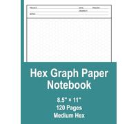 Hex Graph Paper Notebook Medium Hex: 8 mm Hexagonal Grid Notebook for RPG Maps, Math, Game Design and Technical Drawing