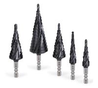 Hex Shank HSS Co M35 Spiral Groove 3 Flutes Step Drill Bits for Stainless Steel Iron Hole Opener Saw 1Pcs(5 Step 4-12mm)