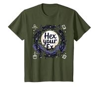 Hex Your Ex: Witchy Breakup Empowerment Couronne au Clair de Lune T-Shirt, Enfant, Olive, 6 Ans