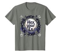 Hex Your Ex: Witchy Breakup Empowerment Couronne au Clair de Lune T-Shirt, Enfant, Vert Kaki chiné, 3 Ans