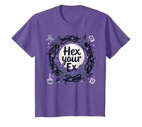 Hex Your Ex: Witchy Breakup Empowerment Couronne au Clair de Lune T-Shirt, Enfant, Violet Chiné, 3 Ans