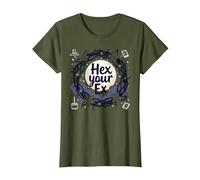 Hex Your Ex: Witchy Breakup Empowerment Couronne au Clair de Lune T-Shirt, Femme, Olive, XS